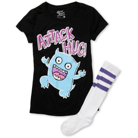 Bitter Sweet Attack Hug Black Tee Shirt & Sock Pack