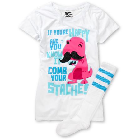 Bitter Sweet Comb Your Stache Graphic Tee & Socks Pack