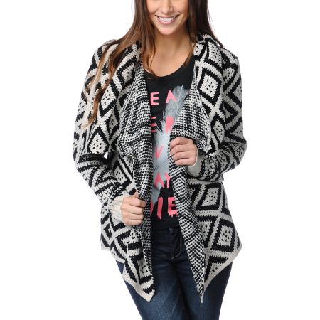 Element Girls Esther Black & White Wrap Sweater