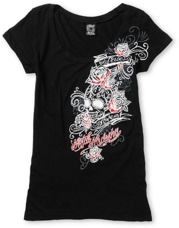 Metal Mulisha Girls True Black Scoop Neck Tee Shirt