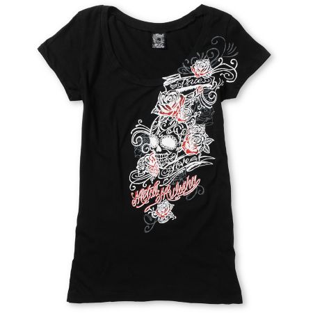 Metal Mulisha Girls True Black Scoop Neck Tee Shirt
