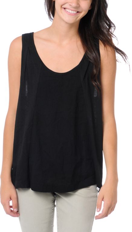 Element Girls Spell Black Crochet Back Tank Top