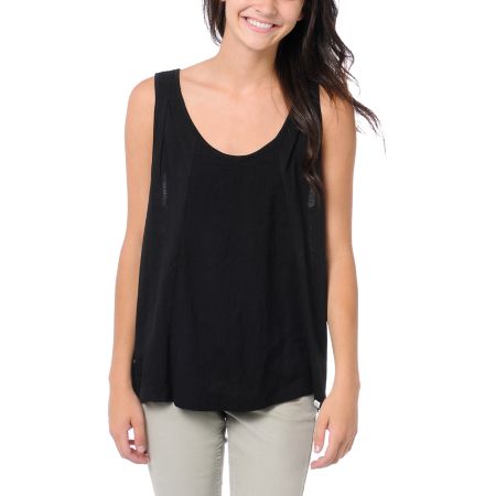Element Girls Spell Black Crochet Back Tank Top