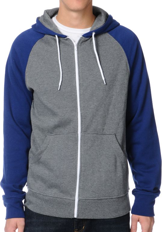 Zine Digs Heather Grey & Navy Blue Hoodie