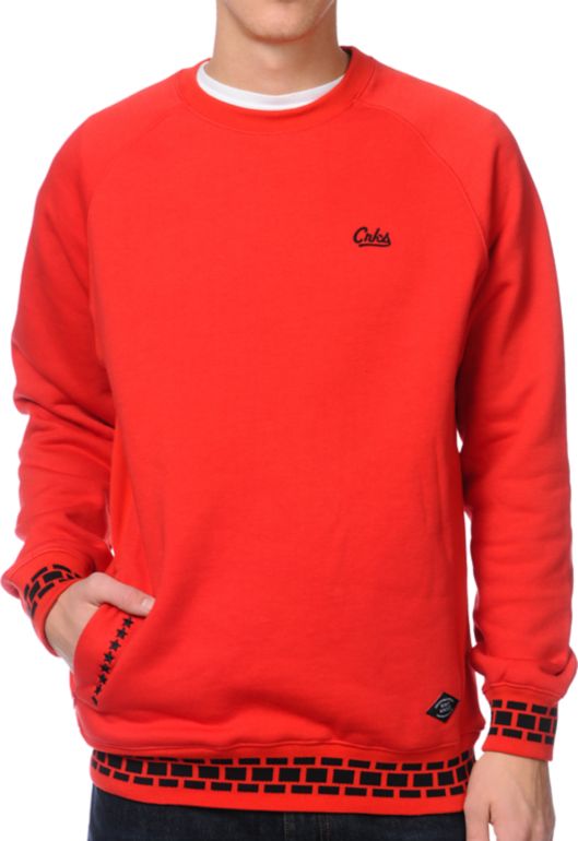 Crooks and Castles 10-Star Red Crew Neck Sweatshirt