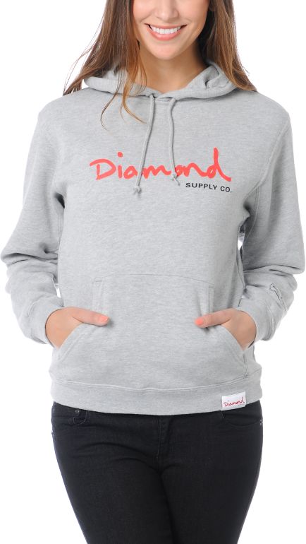 Diamond Supply Girls OG Script Heather Grey Pullover Hoodie