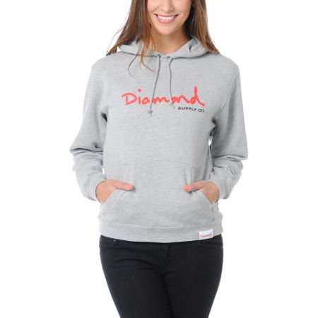 Diamond Supply Girls OG Script Heather Grey Pullover Hoodie