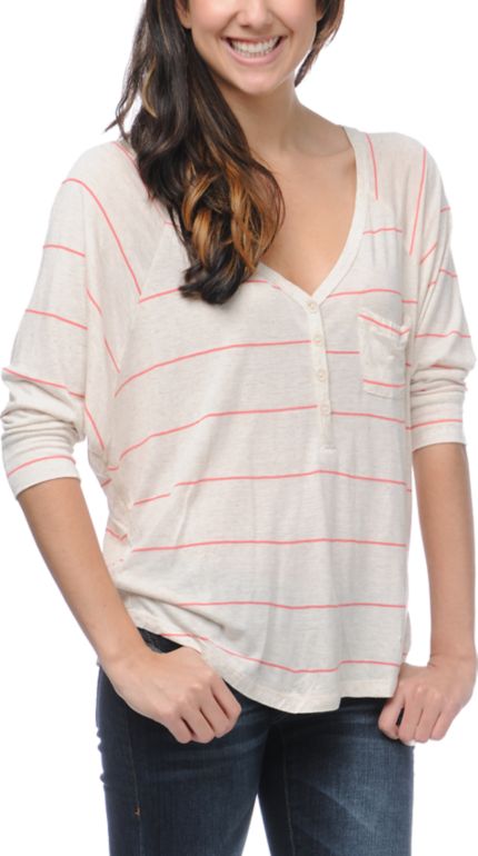 Billabong Girls Rider Oatmeal Heather Henley Shirt