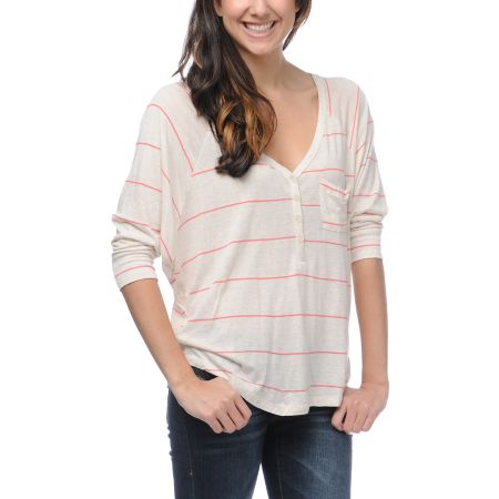 Billabong Girls Rider Oatmeal Heather Henley Shirt
