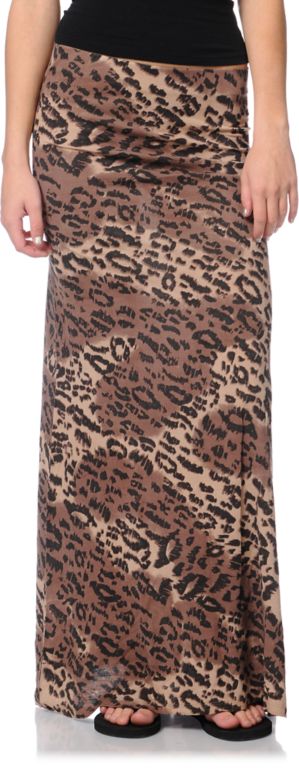 Billabong Girls Anina Cheetah Print Maxi Skirt