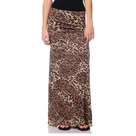 Billabong Girls Anina Cheetah Print Maxi Skirt