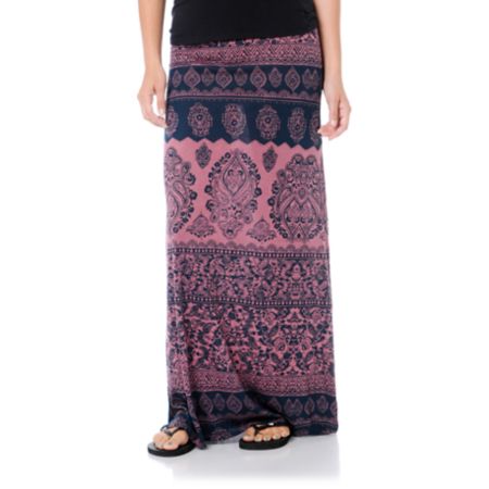 Billabong Girls Anina Crushed Berry Red Maxi Skirt