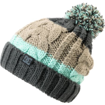 DC Girls Elm Grey & Teal 2013 Pom Beanie