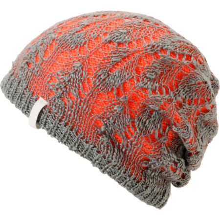 Empyre Girls Noble Crochet Orange & Grey Beanie