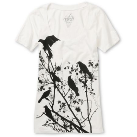 Lira Girls Invasion White Scoop Neck Tee Shirt 