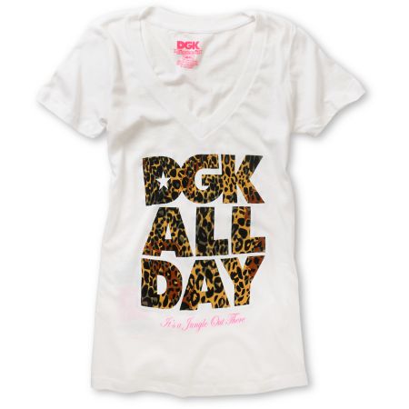 DGK Girls Jungle White V-Neck Tee Shirt