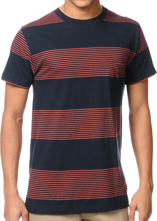 Imperial Motion Merlin Navy Striped Tee Shirt