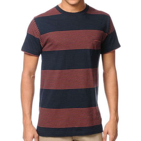 Imperial Motion Merlin Navy Striped Tee Shirt