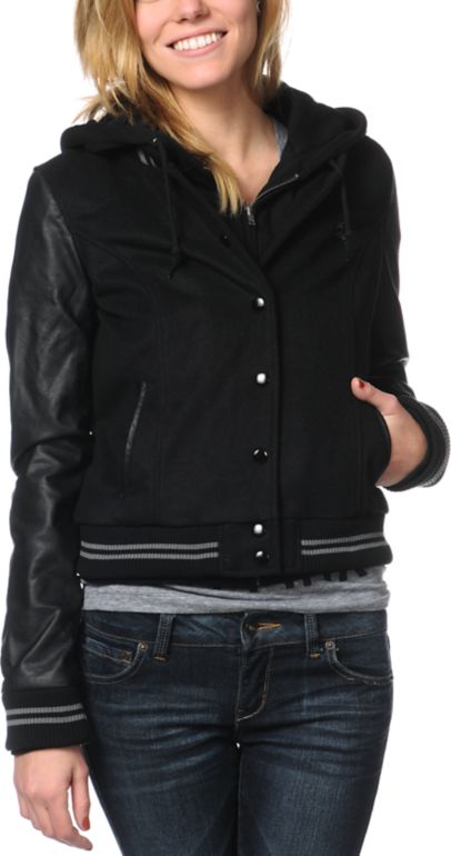 Obey The Varsity Black Wool Bomber Jacket