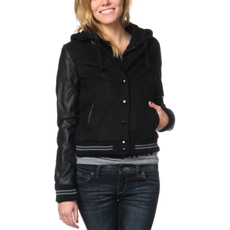 Obey The Varsity Black Wool Bomber Jacket