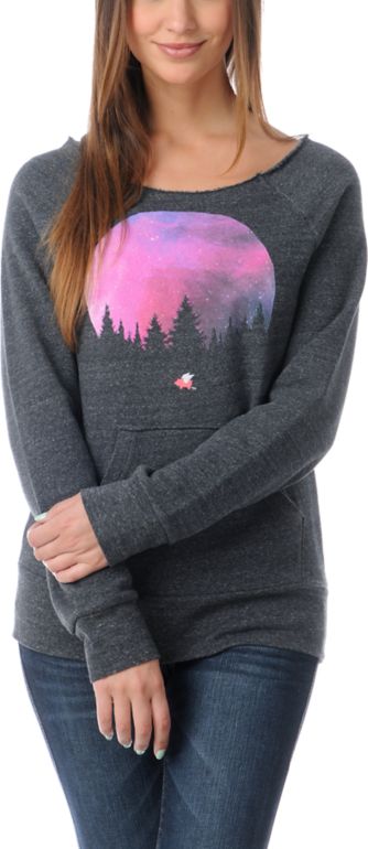 Glamour Kills Final Frontier Grey Raglan Pullover Sweatshirt