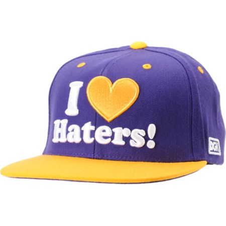 DGK I Love Haters Purple & Yellow Snapback Hat