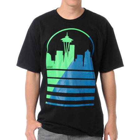 Casual Industrees Seattle Shadow Skyline Black Tee Shirt