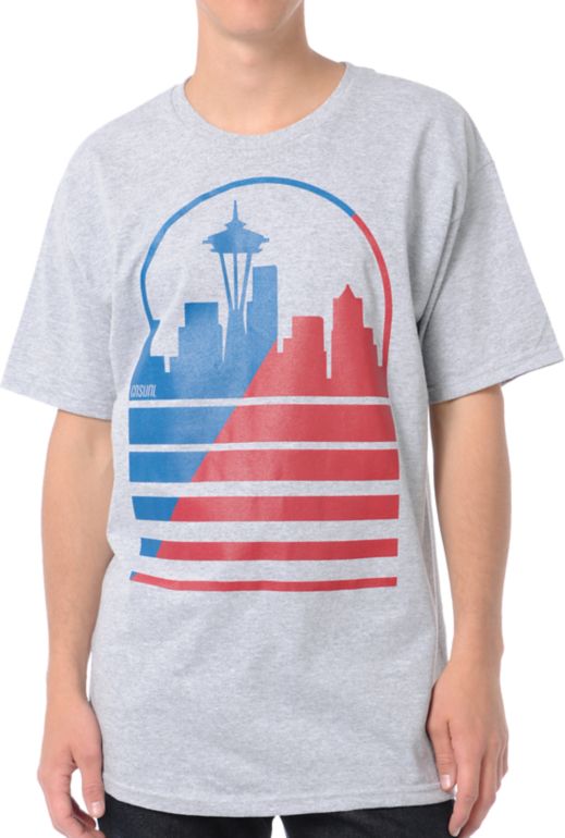 Casual Industrees Seattle Shadow Skyline Grey Tee Shirt