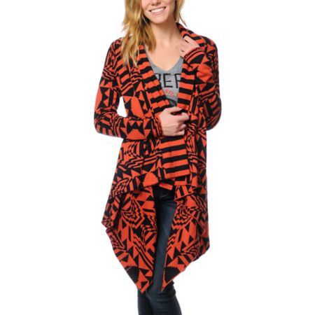 Volcom Girls Spirit Animal Chili Red Wrap Sweater