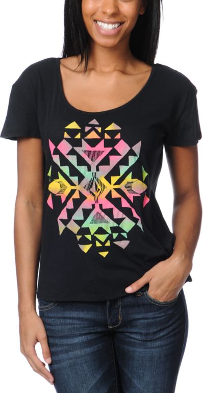 Volcom Girls Spark Dance Ruling Black Tee Shirt