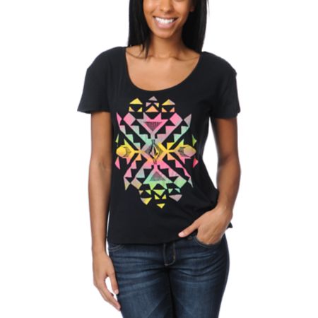 Volcom Girls Spark Dance Ruling Black Tee Shirt