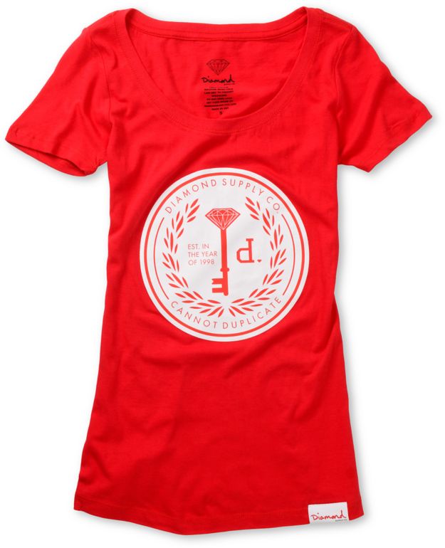 Diamond Supply Girls Cannot Duplicate Red Tee Shirt