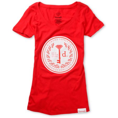 Diamond Supply Girls Cannot Duplicate Red Tee Shirt 
