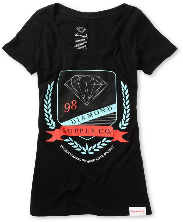 Diamond Supply Girls Society Black Tee Shirt
