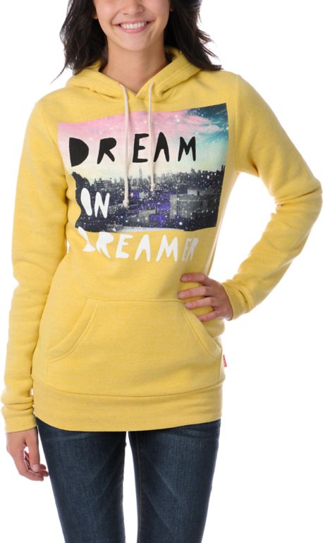 Glamour Kills Dream On Dreamer Skyline Yellow Pullover Hoodie