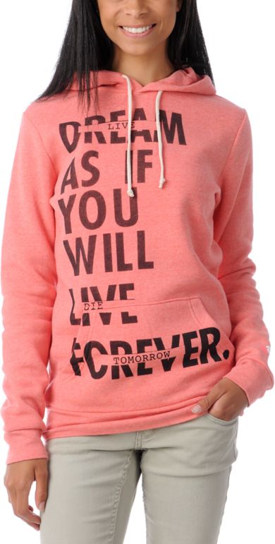 Glamour Kills Live Forever Coral Pullover Hoodie