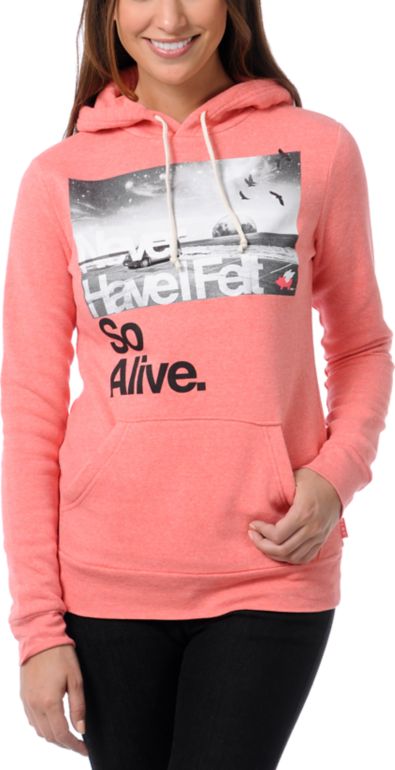 Glamour Kills Hunting To Feel Coral  Pullover Hoodie
