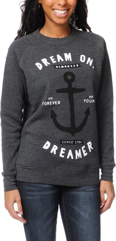 Glamour Kills Dream On Dreamer Charcoal Crew Neck Sweatshirt