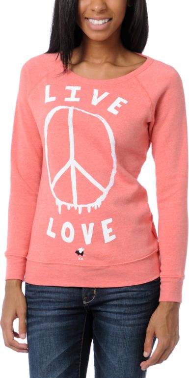 Glamour Kills Live Love Coral Crew Neck Sweatshirt