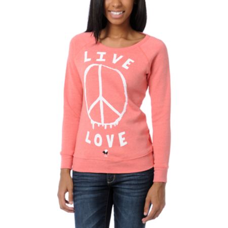 Glamour Kills Live Love Coral Crew Neck Sweatshirt