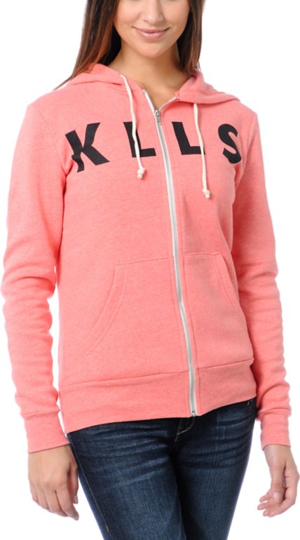 Glamour Kills KLLS Coral Zip Sweatshirt