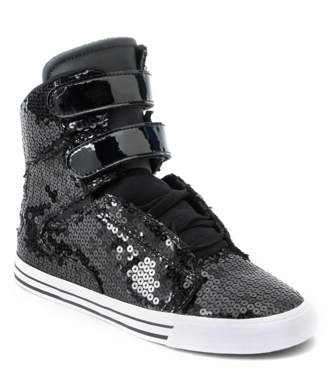Supra Womens Society Black Sequin High Top Shoe