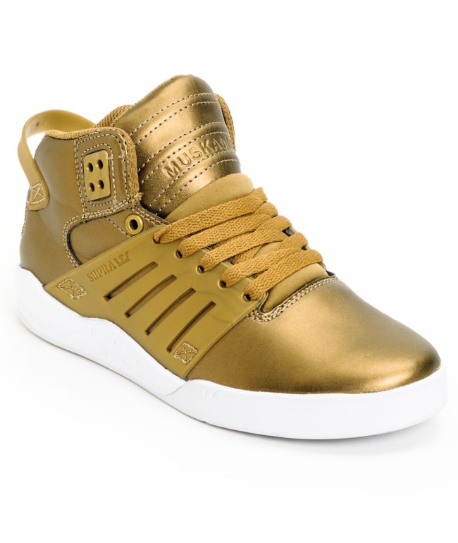 Supra Womens Skytop III Gold Leather Skate Shoe