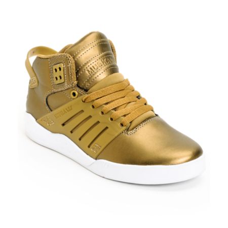 Supra Womens Skytop III Gold Leather Skate Shoe