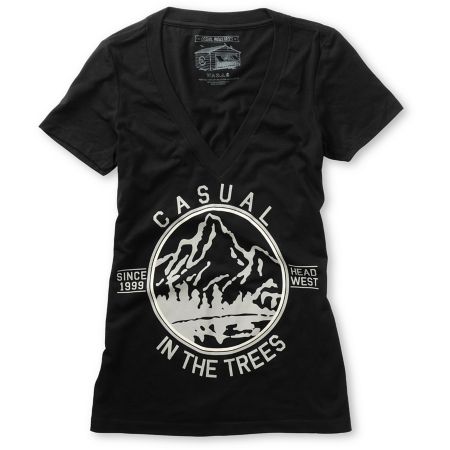 Casual Industrees Girls In The Trees Black V-Neck Tee Shirt