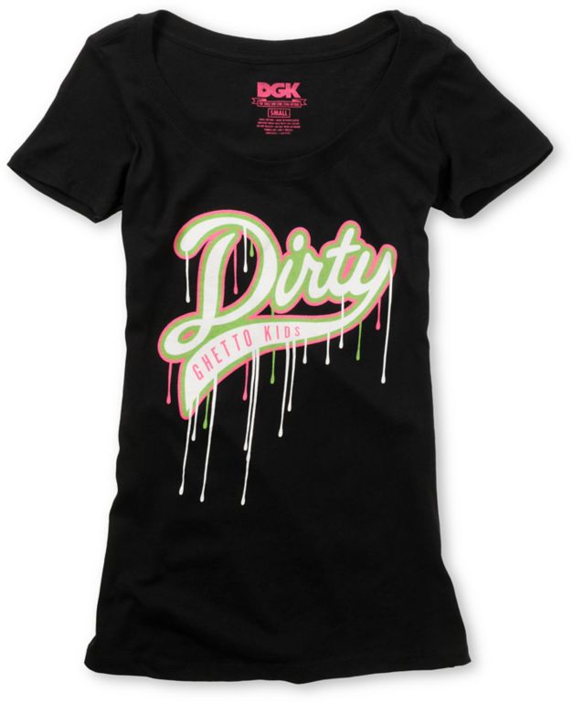DGK Girls Dirty Black Scoop Neck Tee Shirt