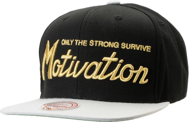 Motivation Script Mitchell & Ness Black & Grey Snapback Hat