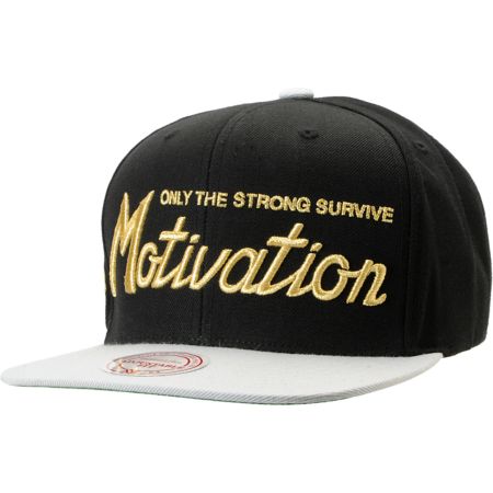 Motivation Script Mitchell & Ness Black & Grey Snapback Hat