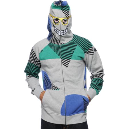 Volcom Vacation Grey Full Zip Face Mask Hoodie