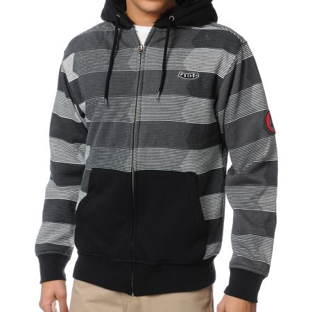 Volcom Vinced Black Fur Lined Zip Up Hoodie